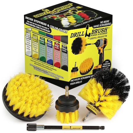Drill Brush Power Scrubber By Useful Products 5 in W 5 in L Brush, Yellow Y-S-42O-5X-QC-DB